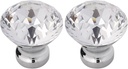 Hickory Hardware Crystal Palace Collection Cabinet Knobs, Kitchen Handles for Cabinets and Drawers and Bathroom Hardware, 1-1/4 Inch Diameter, Glass with Chrome, 2 Pack