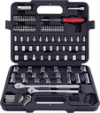 120 Piece Socket Set, 1/2, 3/8 & 1/4 Inch Drive Mechanic Tool Kit Metric & Standard Sockets, for Home, Mechanics, Car, Auto, Bike Repair and as A Gift