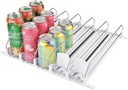 GZHERVICES Drink Organizer for Fridge, Custom Automatic Pusher Glide Drink Can Dispenser, Beverage Bottle Pusher Rack for Fridge, Bar, Convenience Stores - Width Adjustable(White)