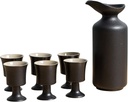 Sake Set, Saki Cups，Crafts Cup Ceramic Sake Set， Sake Set Japanese Sake Cup Set Traditional Hand Painted Design Porcelain Pottery Ceramic Cups Crafts Wine Glasses,Black,8pcs (Color : Black, Size : 8pc