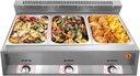 Commercial Food Warmer, 3 Pans Rectangular Electric Steam Machine,Professional Stainless Steel Buffet Countertop Cooking Heating Pot with 122-716℉ Temp Control for Catering and Restaurants