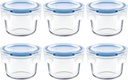 Set of 6 Small Glass Storage Containers, 7 oz Food Containers with No-Spill Lids, Thick Glass Jars for Meal Prep, Baby’s Snacks, Leftovers and Sauces, Dishwasher & Microwave Safe