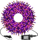 kemooie 300 LED Orange&Purple Halloween Lights, 99FT Connectable 8 Lighting Modes with Memory Function Plug in, Waterproof for Outdoor Indoor Halloween Garden Roof Decorations (Purple and Orange)