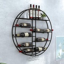 Black Round Wall Mounted Wine Rack Hanging Wine Glass Goblet Holder Wine Bottle Metal Storage Organizer Bar Wine Cellar Kitchen Counter Display Decor Shelf (Size : 60x11x60cm)