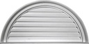 Ekena Millwork 32"W x 16"H x 2 1/4"P, Half Round Gable Vent Louver, Non-Functional