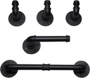 DSDS 5 Pieces Bathroom Hardware Accessories Set Matte Black Towel Bar Set Wall Mounted Include Black Towel Bar Holder, Toilet Paper Holder, 3 Robe Towel Hooks