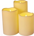 Weatherproof Flameless Candles with 6 H Timer-1000 Hours Long Life, Waterproof Battery Operated Flickering LED Pillar Candles,Outdoor Candles for Chiristmas Thanksgiving Halloween （ 4" 5" 6" Ivory)