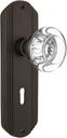 Nostalgic Warehouse Deco Plate with Keyhole Round Clear Crystal Glass Knob, Mortise - 2.25", Oil-Rubbed Bronze