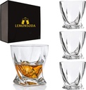 LEMONSODA Premium Twisted Glasses - Set of 4 - Elegant Whiskey Glasses for Scotch, Single Malt - Old Fashioned Glass Set in Gift Box - Rocks Whiskey Tumblers - Home Bar Glassware (Set of 4)