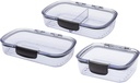 Progressive Prokeeper + Deli Storage Set: Air-Tight Silicone Sealed Containers w Grooved Bottom, Dry Erase Lid, BPA-Free, Stackable, Keeps Meats & Cheeses Fresh Longer, 3-Piece Set (1.65L, .69L, 1.6L)