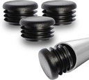 Prescott Plastics 1" (25.4mm) Outer Diameter Ribbed Plastic Hole Plugs, Round Black Metal Tubing End Caps, Strong Furniture Leg Inserts, Impact & Weather Resistant, Made in The USA - 10 Pack
