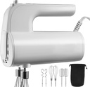 Happybuy 200W 5-Speed Digital Electric Hand Mixer with Turbo Boost, Dough Hooks, Whisk & Storage Bag for Baking, Portable Kitchen Tool