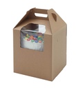 W Packaging Plain Tall Kraft/Kraft Cake-Carrier Box 14" x 14" x 16" High with Window - Pack of 3