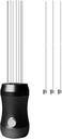 Magnetic Espresso Distribution Tool - Flick WDT Tool with 8x0.4mm Stainless Steel Needles & 3 Extra Replacements, Precision Espresso Distributor for Baristas (Black)