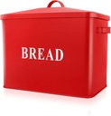 P&P CHEF Extra Large Bread Box with Lid, Metal Bread Storage Container for Farmhouse Kitchen Countertop, 13.1” X 11.81” X 7.2” Inches for Holding 2+ Loaves, Indoor & Outdoor Use, Red