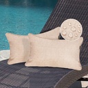 Magpie Fabrics Pack of 2 Outdoor Waterproof Lumbar Rectangular Throw Pillow with Insert 12x20 Inch, Home Decorative Toss Cushion for Patio Garden Car Office (Light Brown Textured)