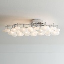 Possini Euro Design Lilypad Modern Ceiling Light Semi Flush-Mount Fixture 30" Wide Chrome 12-Light Frosted Opal Etched Glass for Bedroom Kitchen Living Room Hallway Dining Bathroom