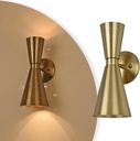 Brass Wall Sconce, Mid Century Modern Sconce Wall Lighting, Up Down Gold Wall Sconces E12 Base, Vintage Farmhouse Wall Lights Hardwired Wall Lamps for Bedroom Bathroom Living Room Staircase