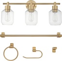 Globe Electric 51638 3-Light Vanity All-in-One Bathroom Set, 5 Piece Gold Finish