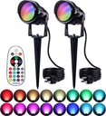 SUNVIE Halloween Spotlight Outdoor 12W RGB LED Color Changing Landscape Lights with Remote Control 120V Landscape Lighting Waterproof Spot Lights Outdoor for Yard Garden Patio Lawn Decorative, 2 Pack