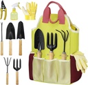 9-Piece Gardening Tool Set, Heavy Duty Garden Tool Set with Wood Handle, Premium & Durable Hand Tools Gardening Kit with Stylish Handbag, Gardening Gifts for Women