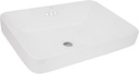 Ruvati 24 inch Bathroom Vessel Sink White Semi Recessed Rectangular Porcelain Ceramic - Utility Sink, Wall Mount Bathroom Sink for Modern Bathrooms - RVB0824WH