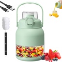 Electric Citrus Juicer 28 Oz with Straw & Two Lids, High Capacity Rechargeable Wireless Blender, Portable Mini Blender for Smoothies, Shakes, Food Prep & Frozen Blending (1Pcs)