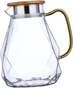 Garneck Elegant Diamond Design Glass Pitcher with Lid and Handle Cold Water Jug for Iced Tea Juice and Homemade Beverages Easy to and Glass Material