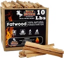 10lb Fatwood Fire Starter Sticks | 100% Natural Fire Starters for Campfires, Firepit, Fireplaces, BBQ, Wood Stoves | Easy Ignition w/Just 2 Sticks | Camping Essentials by Billy Buckskin (10lb Box)