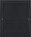 Sliding Closet Door SARTODOORS Veregio 7411 Bypass Interior Doors, no Glass, Solid Wood, 64x80, Black, Classic Style Hardware Included