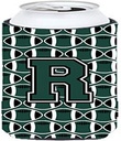 Caroline's Treasures CJ1071-RTBC Letter R Football Green and White Tall Boy Hugger Can Cooler Sleeve Hugger Machine Washable Drink Sleeve Hugger Collapsible Insulator Beverage Insulated Holder