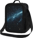 Turquoise Starry Sky Insulated Lunch Bag for Women Men Adults Lunchbox with Shoulder Strap Portable Reusable Bento Box Meal Prep Box Lunch Cooler Tote Bag for Work Picnic Travel Black