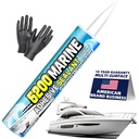 5200 Marine Sealant for Boats & RVs-Fast-Cure (30 Mins), Waterproof, UV-Resistant, High-Bond Adhesive Sealant for Hulls, Decks, Fiberglass, Wood & Metal-Eco-Friendly, Low Odor, with Gloves&Nozzle (1)