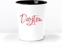 Dayton OH Ceramic 1.5 Ounce Souvenir Shot Glass - White With Black Interior - Bachelor & Bachelorette Party Favors - Bridesmaid & Groomsmen Present - Ohio Home Town Decoration