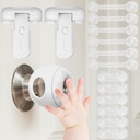Baby Safety Door Knob Cover,Child Proof Door Knob Cover,12 Transparent Child Proof Fridge Lock with Adhesive & 2 Refrigerator Lock for Kids,Toddler Proof Safety Locks for Door and Fridge