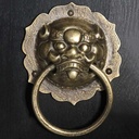 Antique Ring Door Knocker, Antique Lion Head Door Knocker，ic Brass Front Door Handle，Anti- Pure Copper Door Decoration Accessories，No Punched/Brass (Color : Black)(Color:Bronze)