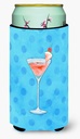 Caroline's Treasures BB8216TBC Summer Martini Blue Polkadot Tall Boy Hugger Can Cooler Sleeve Hugger Machine Washable Drink Sleeve Hugger Collapsible Insulator Beverage Insulated Holder