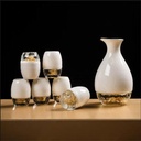 Crystal Glass Gold Leaf Wine Glass Ceramic Wine Pot Ice Split Slice Strong White Wine Glass Set