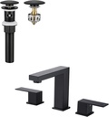 KES Bathroom Sink Drain with Strainer Basket Hair Catcher Black Bathroom Faucet 8 Inch Widespread, S2013A-BK-KES+L4350LF-BK