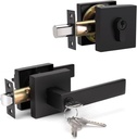KNOBWELL Matte Black Front Door Handle and Deadbolt Set, Keyed Entry Door Handle and Single Cylinder Deadbolt, Heavy Duty Exterior Door Lock Set with Deadbolt Lock for Office and Home Security