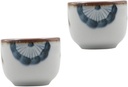 2Pcs Japanese Style Glazed Sake Cups Elegant Floral Design for Tea Parties Home Decor and present Giving Microwave Safe for Sake Tea Spirits