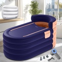 Inflatable Bathtub Adult 63'' Portable Blow Up Bath Tubs with Cordless Air Pump, Ideal for Hot Ice Bath, Quick Drain Design with 9'10'' Long Hose, Phone Pocket, Water Cushion (Orange)