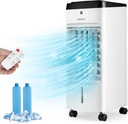 COSTWAY Evaporative Air Cooler, 3-in-1 Portable Quiet Swamp Cooler and Humidifier with Remote, 4 Modes, 70° Oscillation, 12H Timer, Water Tank Lock, Evaporative Cooler for Bedroom Home Office Dorms