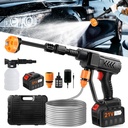 Cordless Pressure Washer Gun, Battery Power Washer, 500PSI High Pressure Cordless Power Washer, Portable Pressure Washer with 6-in-1 Nozzle, Handheld Power Washer for Car,Garden,Home