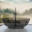 Modern Clear Freestanding Bathtub - Beautiful and Colorful Freestanding Bathtub, Oval Soaking Tub With Overflow and Drain for Modern Bathroom (Gray, 67"L x 31"W x 22"H)