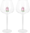 Kichvoe Rose Crystal Glass Wine Goblets Set of 2 - Clear Shatter Proof Goblet Drinking Glasses for Home Bar Party Wedding - 22Oz Elegant Red Glass Goblets