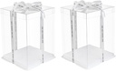 2Pcs Clear Cake Box Carrier Transparent Cake Packaging for Wedding Birthday Parties Food Grade Safe Easy Assembly Versatile Pastry Boxes Double
