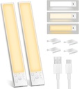 Under Cabinet Lights 2 Pack 8 inch Rechargeable Battery Operated Motion Sensor Light Indoor USB Charging Closet Lights Battery Operated with 3 Color Temps for Kitchen, Stairs, Home