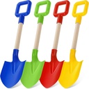Honoson 4 Pack 16 Long Beach Spades Sand Shovels Toys Gardening Tools Sets Sandbox Sturdy Scoop Durable Wood Handle ABS Plastic Spade for Garden Sand Snow Backyard Summer Favors (Bright Color)
