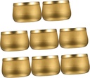 8pcs Belly Storage Jar Candle Tins with Lid Dispenser Rack Candle Jar Barrel Cookies Jars Tea Organizer Cups Small Tins with Lids Cookie Jar Bulk Craft Jar Holder Tinplate Golden